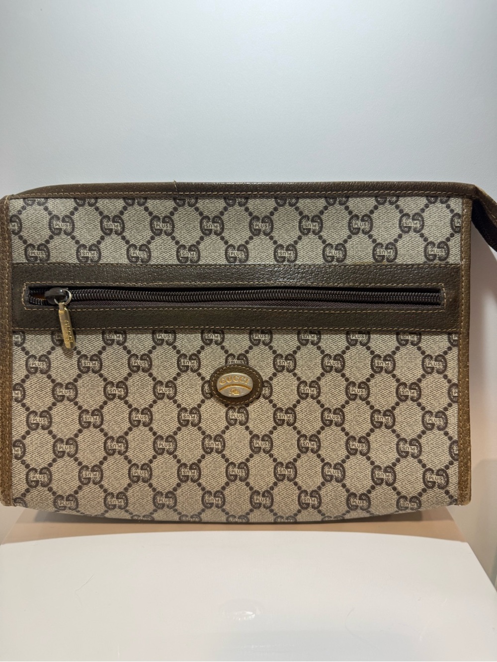 Gucci Plus Brown Monogram Canvas Clutch Bag